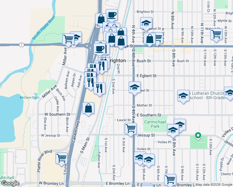 map of restaurants, bars, coffee shops, grocery stores, and more near 259 South 3rd Avenue in Brighton