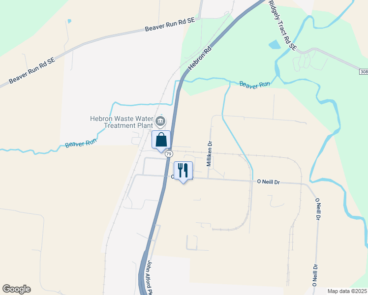 map of restaurants, bars, coffee shops, grocery stores, and more near 3272 Hebron Road in Hebron