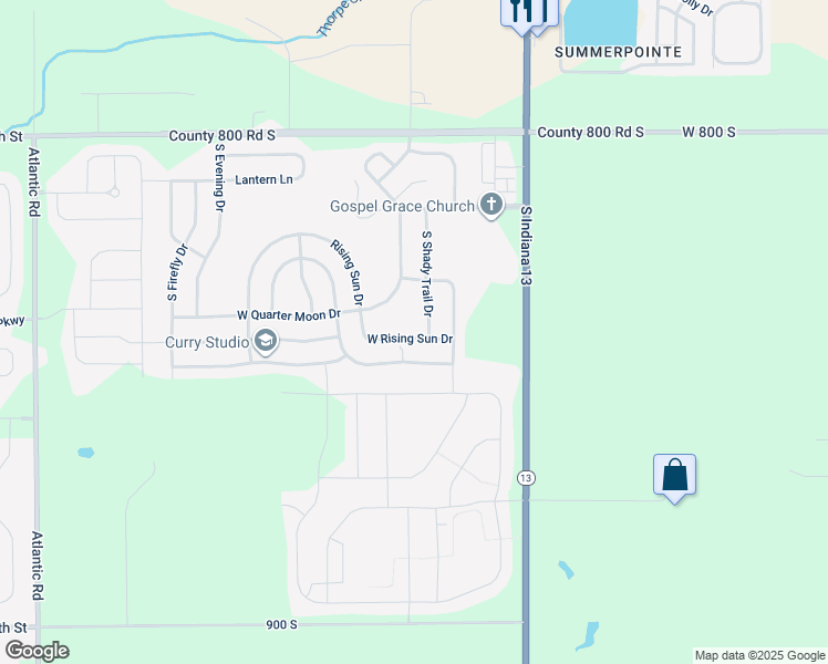 map of restaurants, bars, coffee shops, grocery stores, and more near 9240 West Rising Sun Drive in Pendleton
