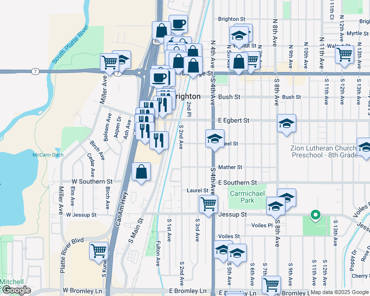 map of restaurants, bars, coffee shops, grocery stores, and more near 259 South 3rd Avenue in Brighton