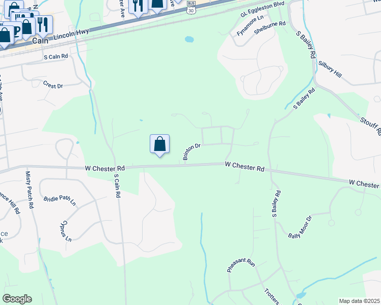 map of restaurants, bars, coffee shops, grocery stores, and more near 101 Brinton Drive in Coatesville