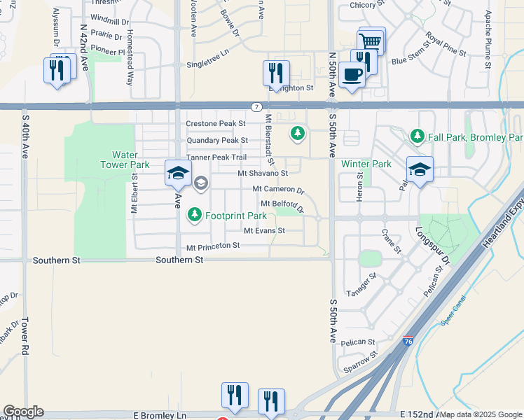 map of restaurants, bars, coffee shops, grocery stores, and more near 382 Mount Lindsey Street in Brighton