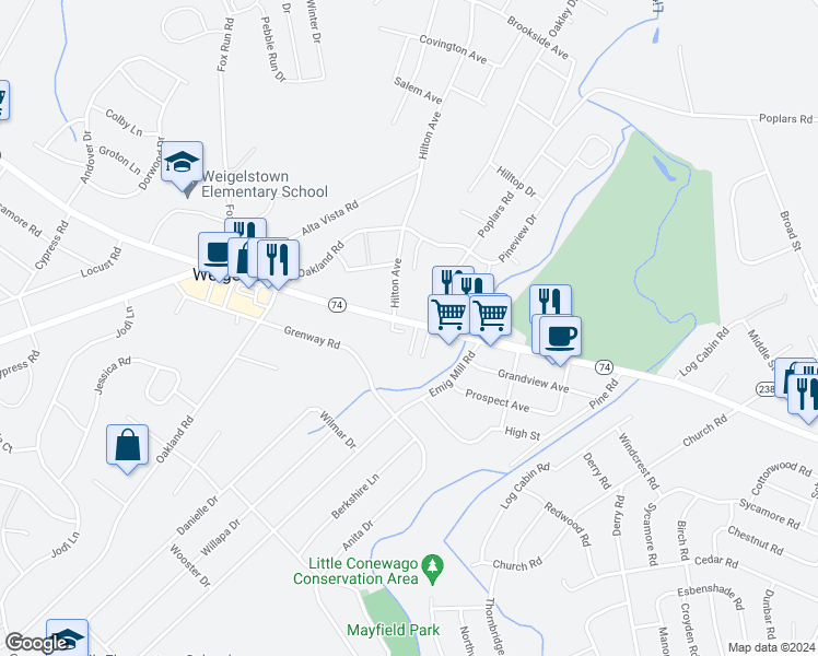 map of restaurants, bars, coffee shops, grocery stores, and more near 2940 Carlisle Road in Dover