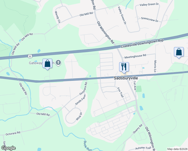 map of restaurants, bars, coffee shops, grocery stores, and more near 2989 West Lincoln Highway in Coatesville