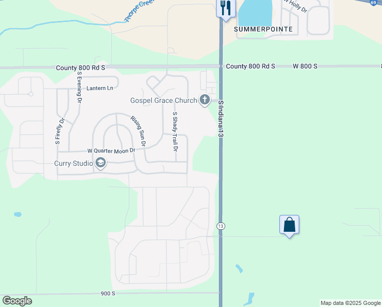 map of restaurants, bars, coffee shops, grocery stores, and more near 8374 South Paddleboat Lane in Pendleton