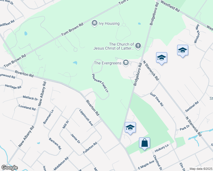 map of restaurants, bars, coffee shops, grocery stores, and more near 132 Pheasant Field Lane in Moorestown