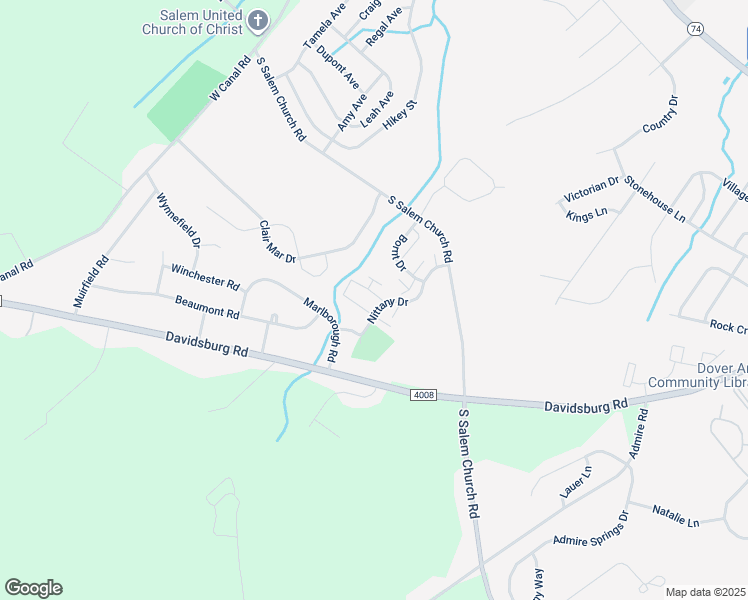 map of restaurants, bars, coffee shops, grocery stores, and more near 4109 Trabert Court in Dover