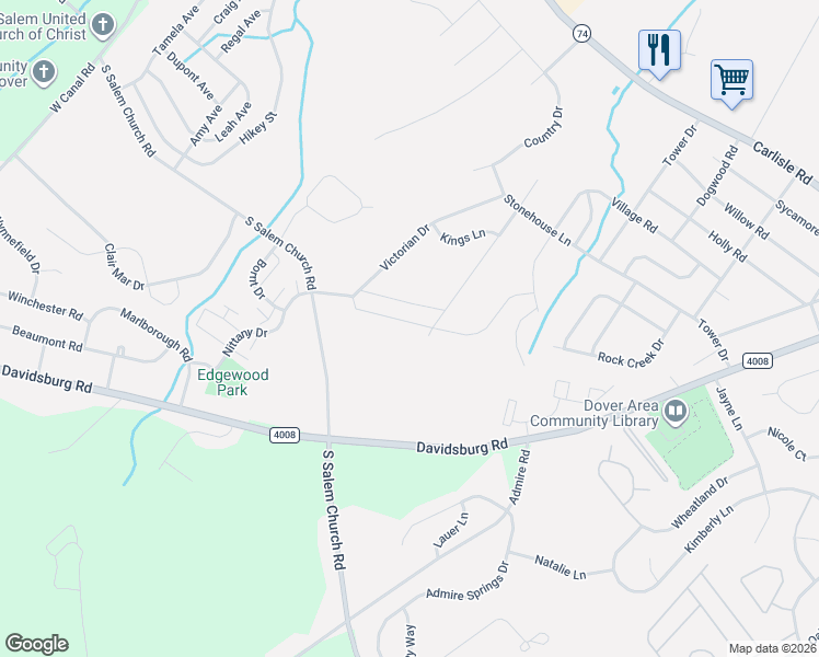 map of restaurants, bars, coffee shops, grocery stores, and more near in Weigelstown