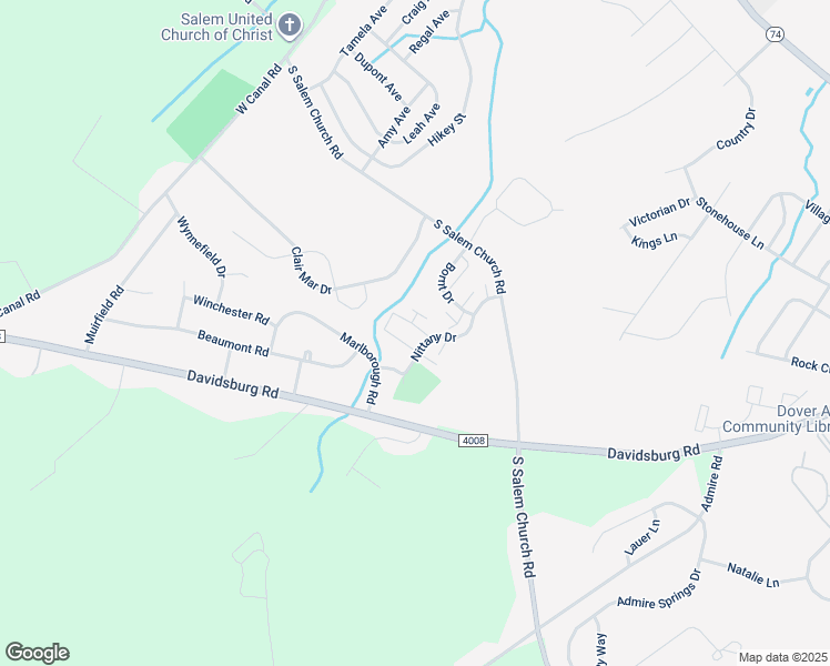 map of restaurants, bars, coffee shops, grocery stores, and more near 4117 Trabert Court in Dover