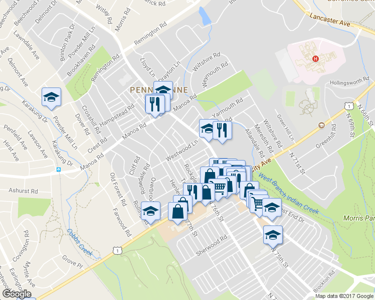 map of restaurants, bars, coffee shops, grocery stores, and more near 1420 Westwood Lane in Wynnewood
