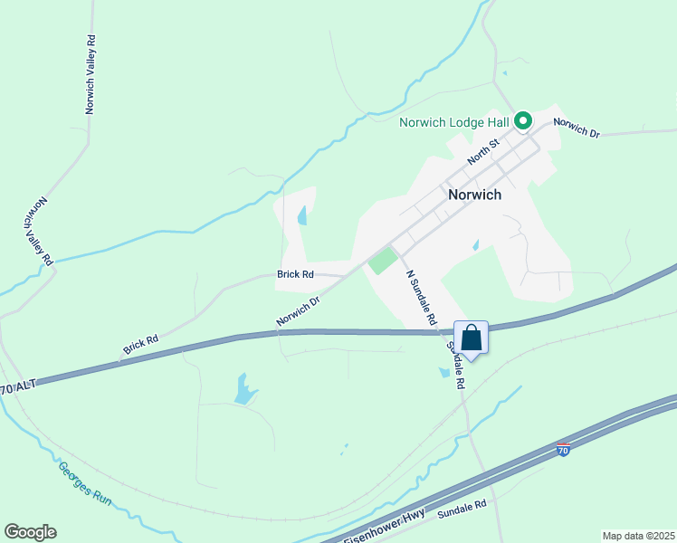map of restaurants, bars, coffee shops, grocery stores, and more near 10155 Brick Road in Norwich