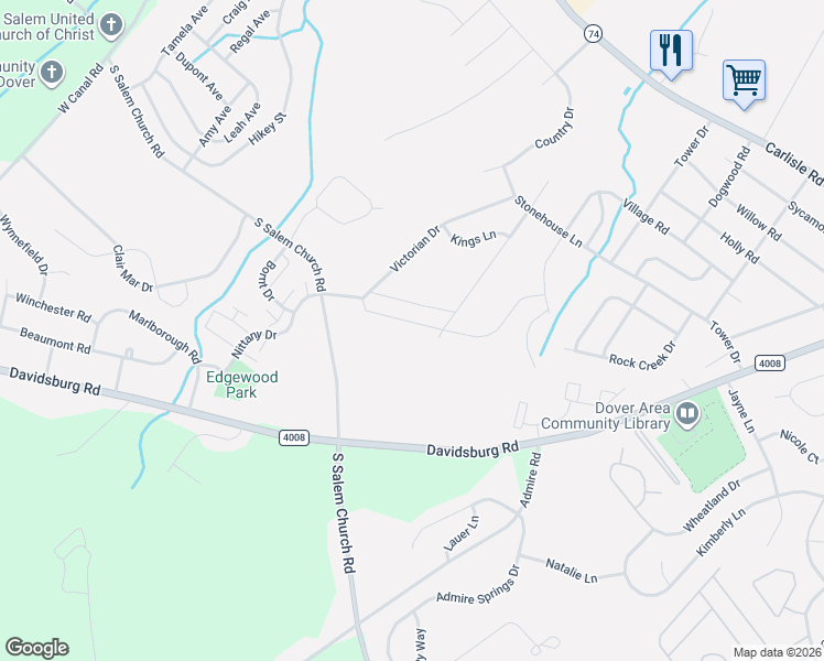 map of restaurants, bars, coffee shops, grocery stores, and more near in Weigelstown