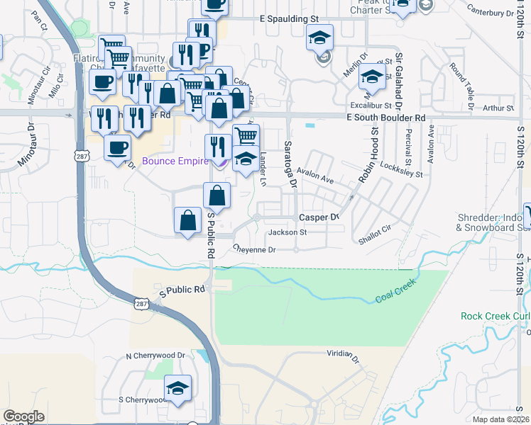 map of restaurants, bars, coffee shops, grocery stores, and more near 352 Riverton Road in Lafayette
