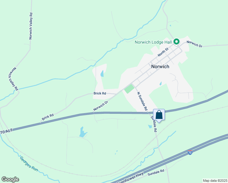 map of restaurants, bars, coffee shops, grocery stores, and more near 10155 Brick Road in Norwich