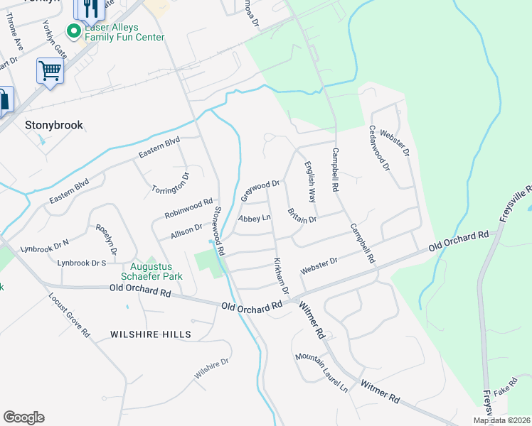 map of restaurants, bars, coffee shops, grocery stores, and more near 4185 Abbey Lane in East York