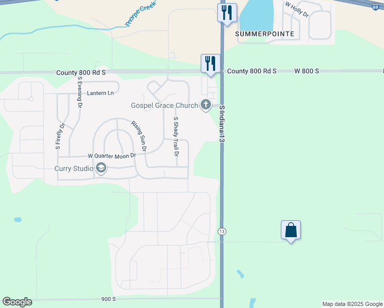 map of restaurants, bars, coffee shops, grocery stores, and more near 8374 South Paddleboat Lane in Pendleton
