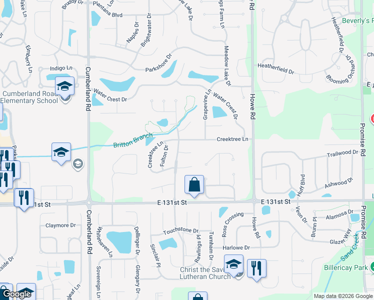 map of restaurants, bars, coffee shops, grocery stores, and more near 10198 Talladega Court in Fishers