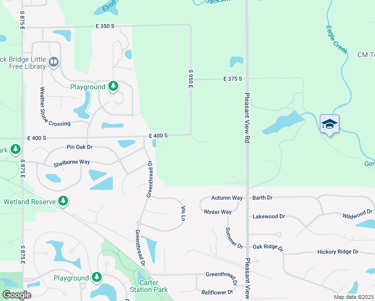 map of restaurants, bars, coffee shops, grocery stores, and more near 9495 East 400 South in Zionsville
