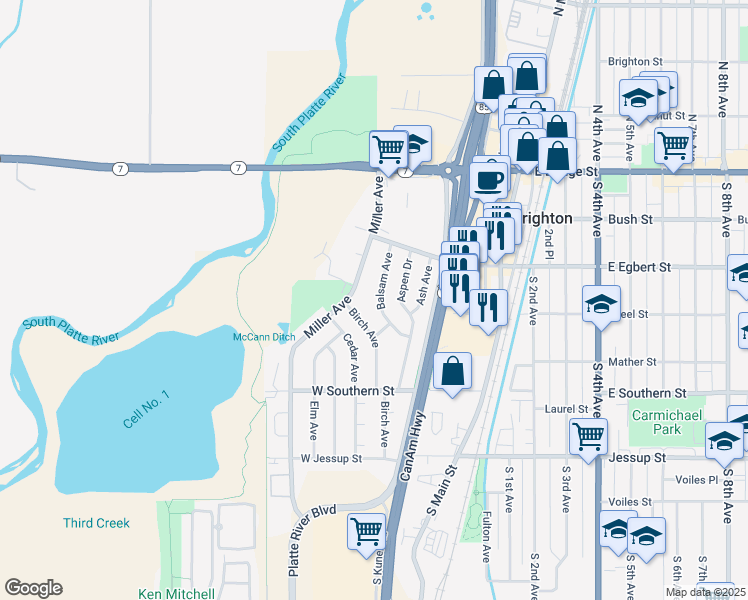 map of restaurants, bars, coffee shops, grocery stores, and more near 263 Balsam Avenue in Brighton