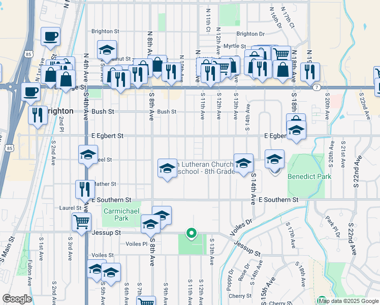 map of restaurants, bars, coffee shops, grocery stores, and more near 268 South 10th Avenue in Brighton
