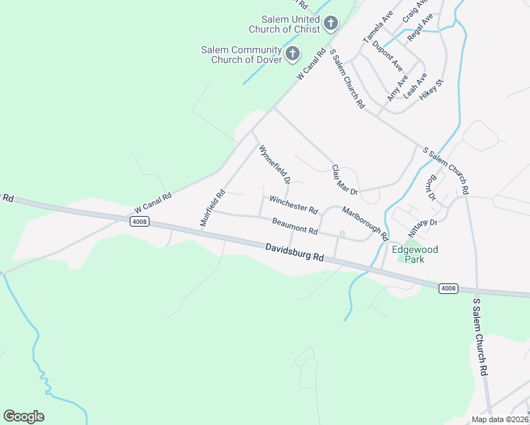 map of restaurants, bars, coffee shops, grocery stores, and more near 3101 Greenfield Drive in Dover