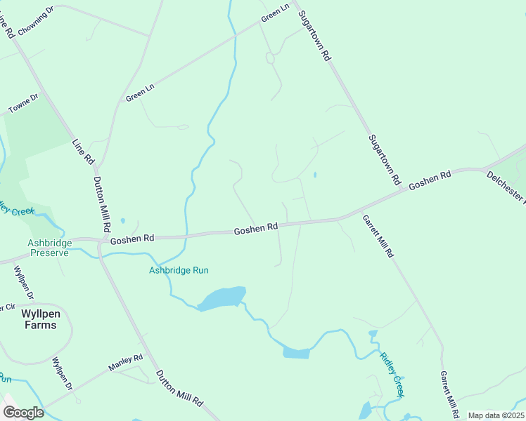 map of restaurants, bars, coffee shops, grocery stores, and more near 8078 Goshen Road in Malvern