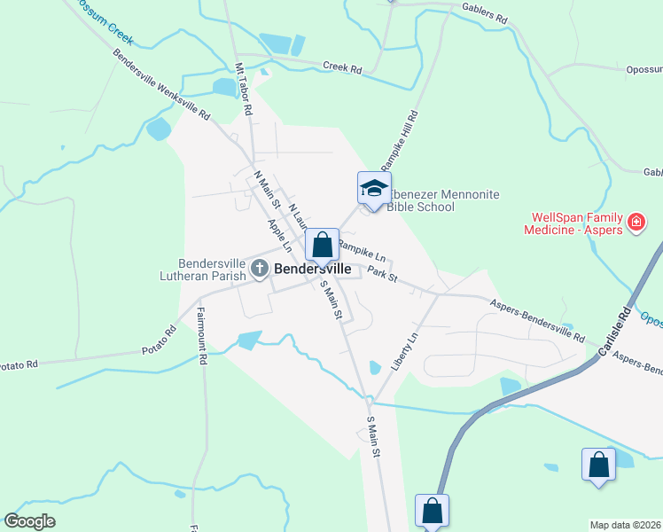 map of restaurants, bars, coffee shops, grocery stores, and more near 107 Park Street in Aspers