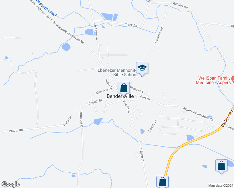 map of restaurants, bars, coffee shops, grocery stores, and more near in Bendersville