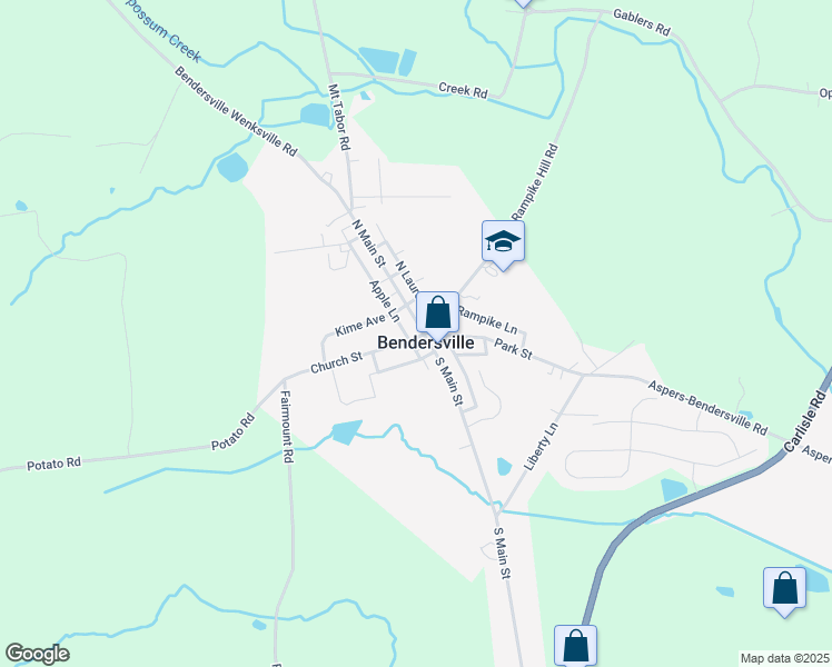 map of restaurants, bars, coffee shops, grocery stores, and more near 104 North Main Street in Biglerville