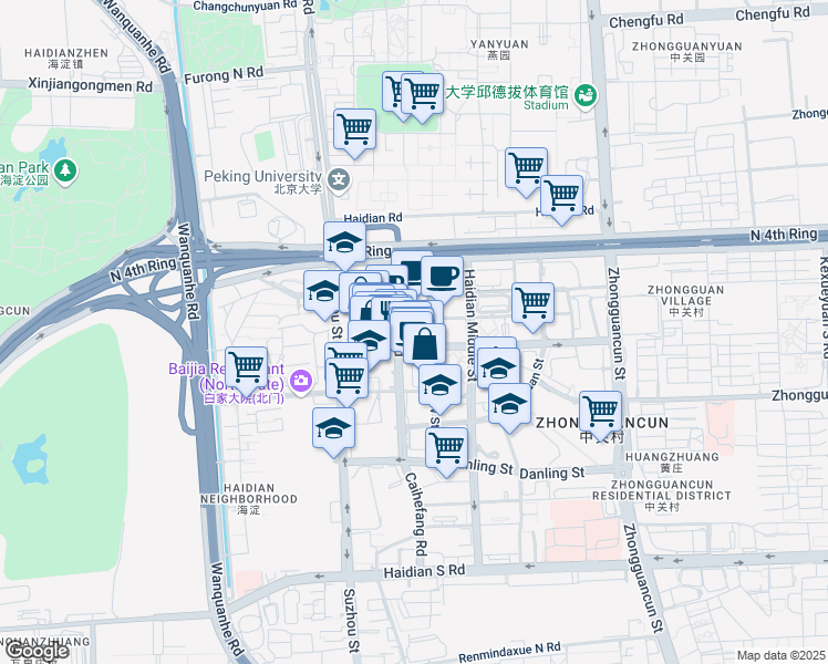 map of restaurants, bars, coffee shops, grocery stores, and more near in 