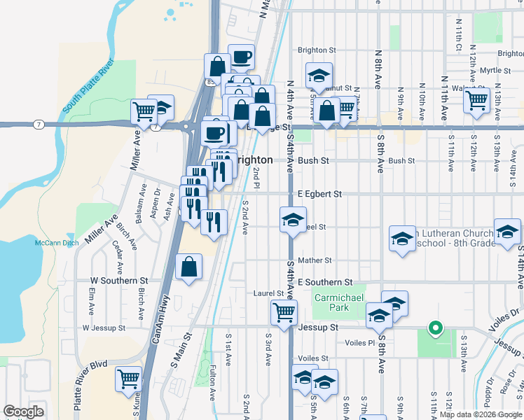 map of restaurants, bars, coffee shops, grocery stores, and more near 259 South 3rd Avenue in Brighton