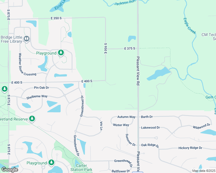 map of restaurants, bars, coffee shops, grocery stores, and more near 9495 East 400 South in Zionsville