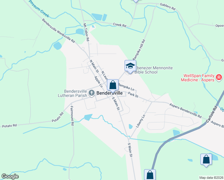 map of restaurants, bars, coffee shops, grocery stores, and more near 107 Park Street in Aspers