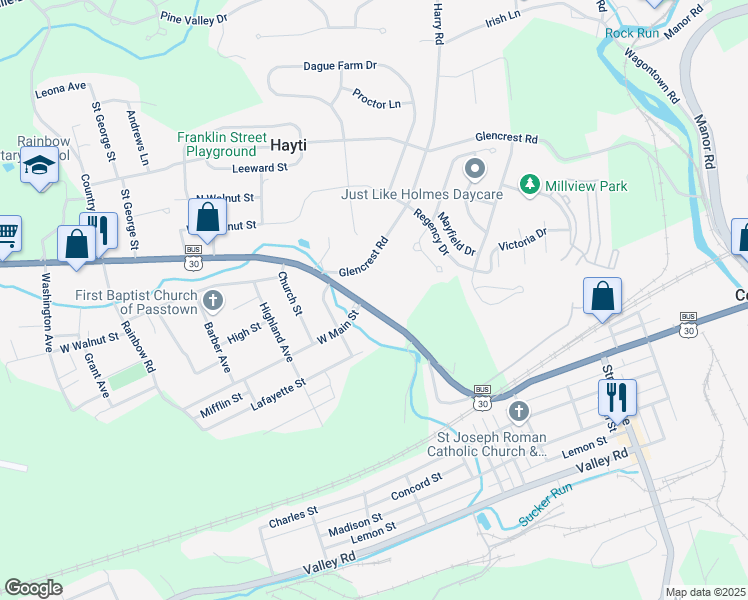 map of restaurants, bars, coffee shops, grocery stores, and more near 755 West Lincoln Highway in Chester County