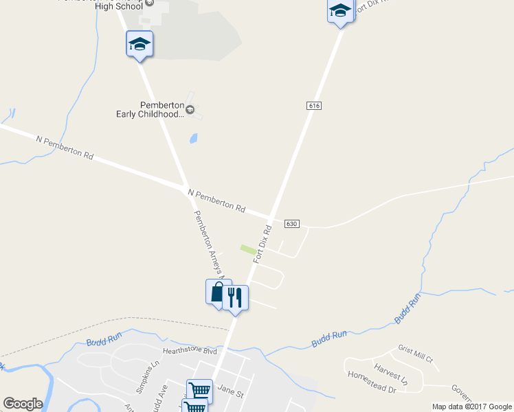 map of restaurants, bars, coffee shops, grocery stores, and more near 6 North Pemberton Road in Pemberton