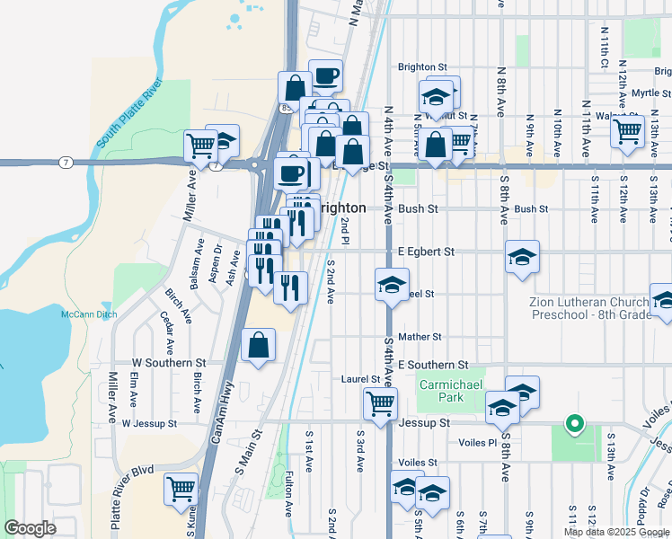 map of restaurants, bars, coffee shops, grocery stores, and more near 259 South 3rd Avenue in Brighton