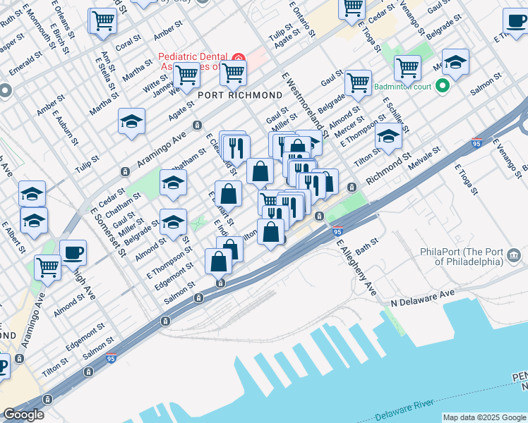 map of restaurants, bars, coffee shops, grocery stores, and more near in Philadelphia