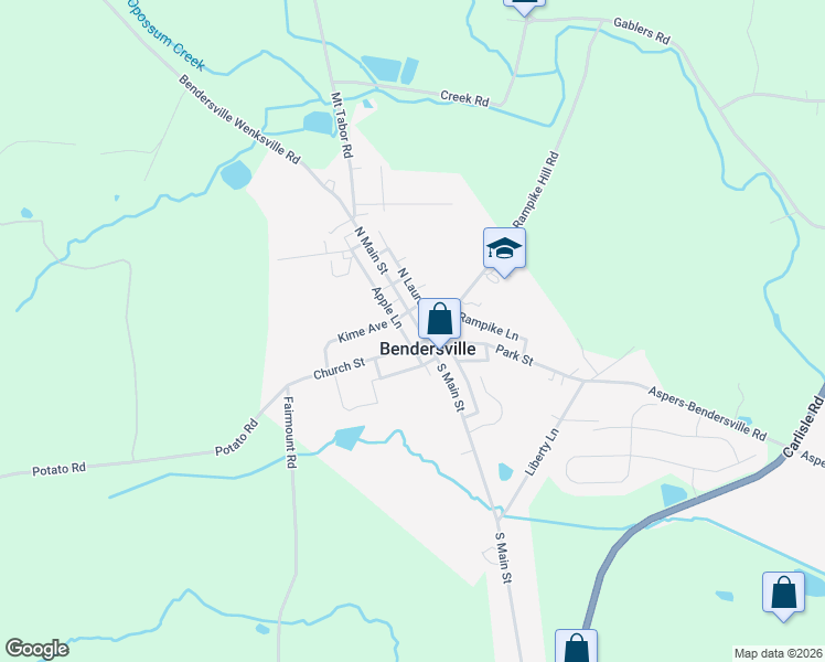 map of restaurants, bars, coffee shops, grocery stores, and more near in Bendersville