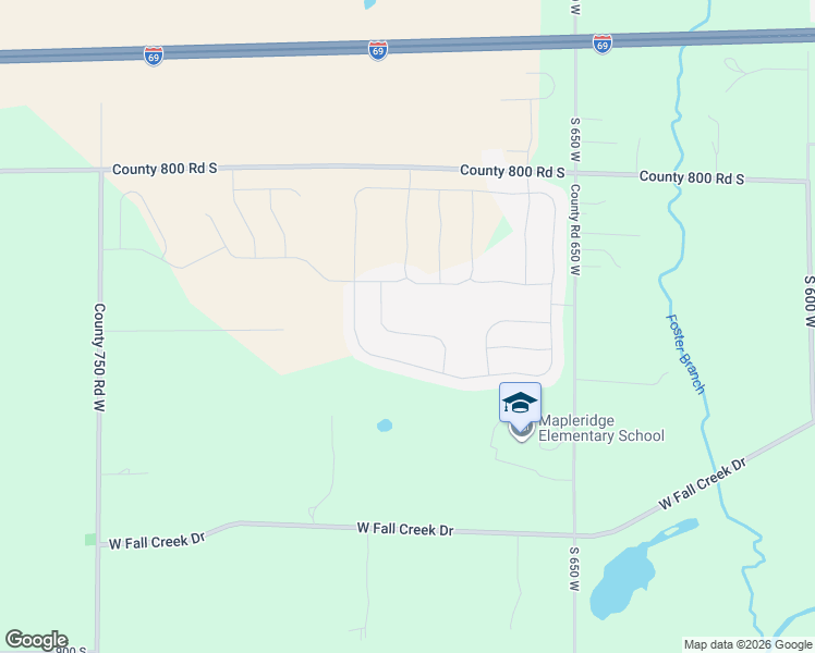 map of restaurants, bars, coffee shops, grocery stores, and more near 8342 County Road 750 West in Pendleton