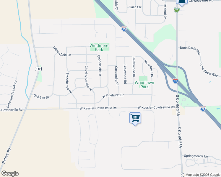 map of restaurants, bars, coffee shops, grocery stores, and more near 595 West Pinehurst Drive in Tipp City