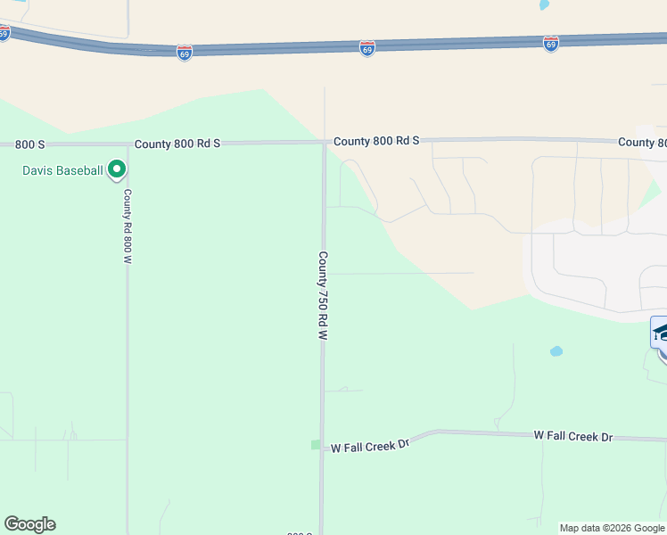 map of restaurants, bars, coffee shops, grocery stores, and more near 8316 County 750 Road West in Pendleton