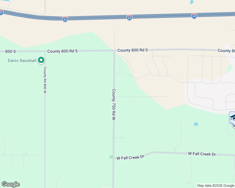 map of restaurants, bars, coffee shops, grocery stores, and more near 8316 County Road 750 West in Pendleton