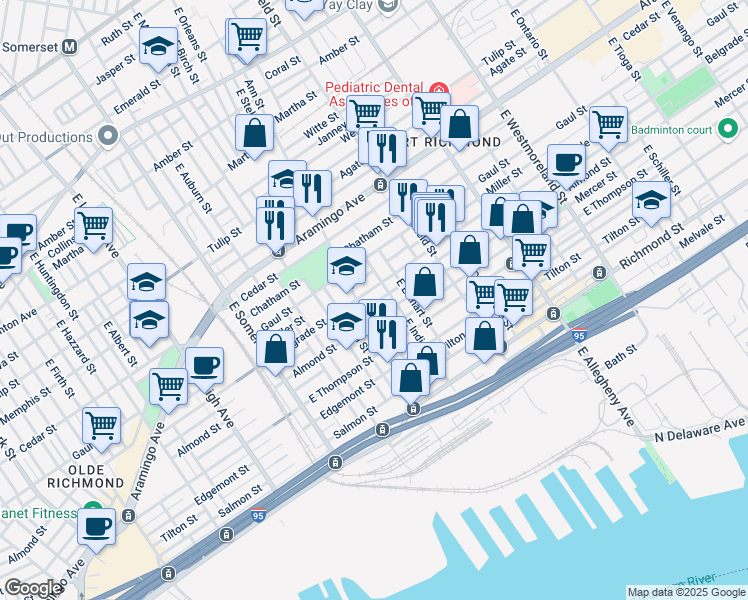 map of restaurants, bars, coffee shops, grocery stores, and more near 2958 Livingston Street in Philadelphia