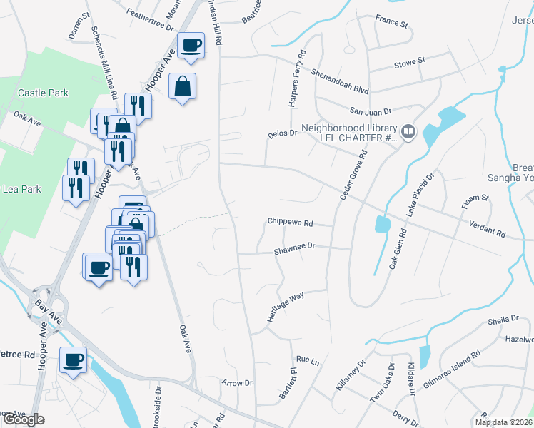 map of restaurants, bars, coffee shops, grocery stores, and more near 648 Buenaventura Court in Toms River