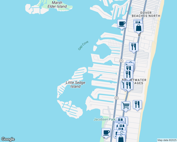 map of restaurants, bars, coffee shops, grocery stores, and more near 260 Kathryn Street in Lavallette