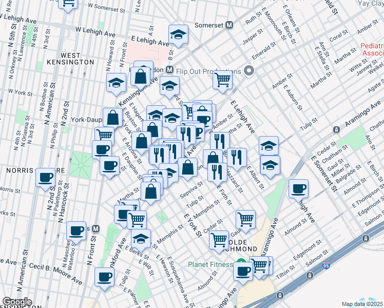 map of restaurants, bars, coffee shops, grocery stores, and more near in Philadelphia