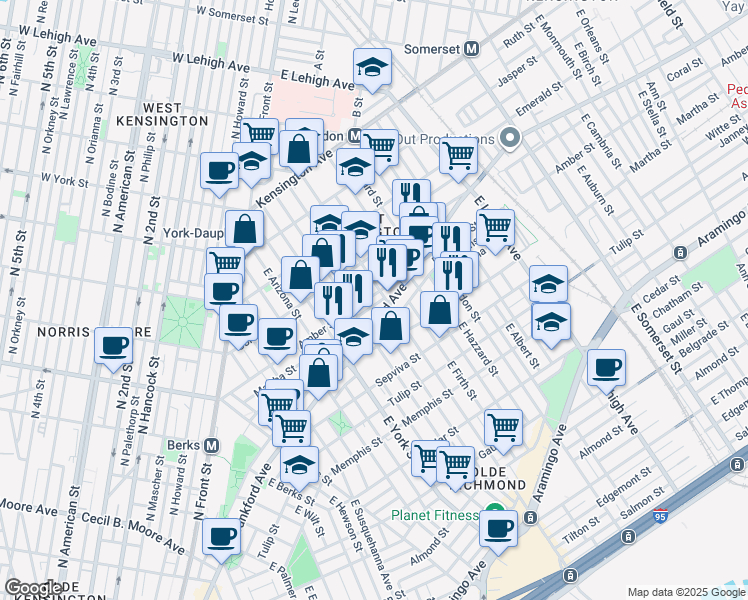 map of restaurants, bars, coffee shops, grocery stores, and more near in Philadelphia