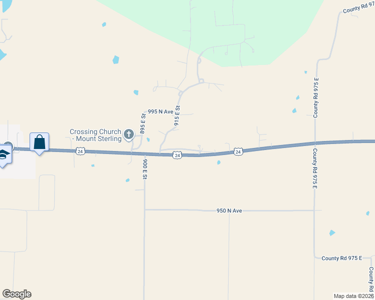 map of restaurants, bars, coffee shops, grocery stores, and more near Old Highway 24 in Brown County