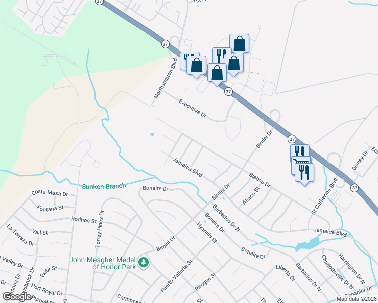 map of restaurants, bars, coffee shops, grocery stores, and more near 7 Bahamia Drive in Toms River