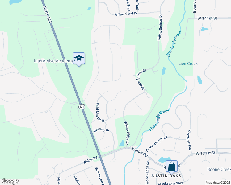 map of restaurants, bars, coffee shops, grocery stores, and more near 4110 Huntsman Drive in Zionsville